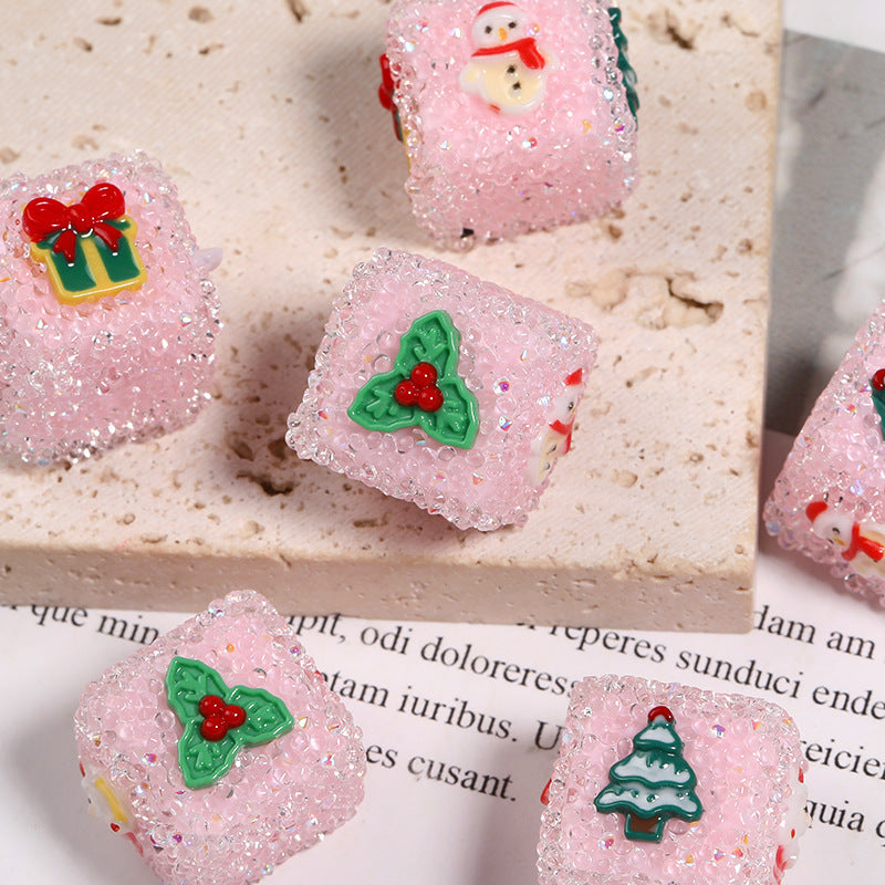 Christmas Rhinestone Sugar Square Beads