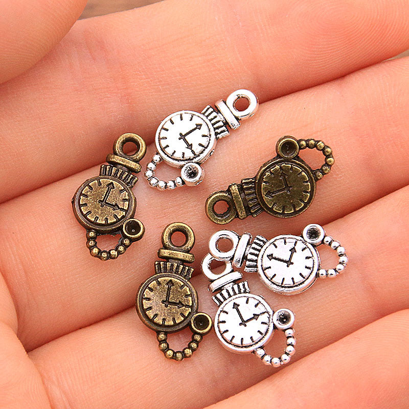 2 Colors 9*12mm 0.7g Alarm Clock Small Pendant DIY Alloy Jewelry Accessories Jewelry Accessories