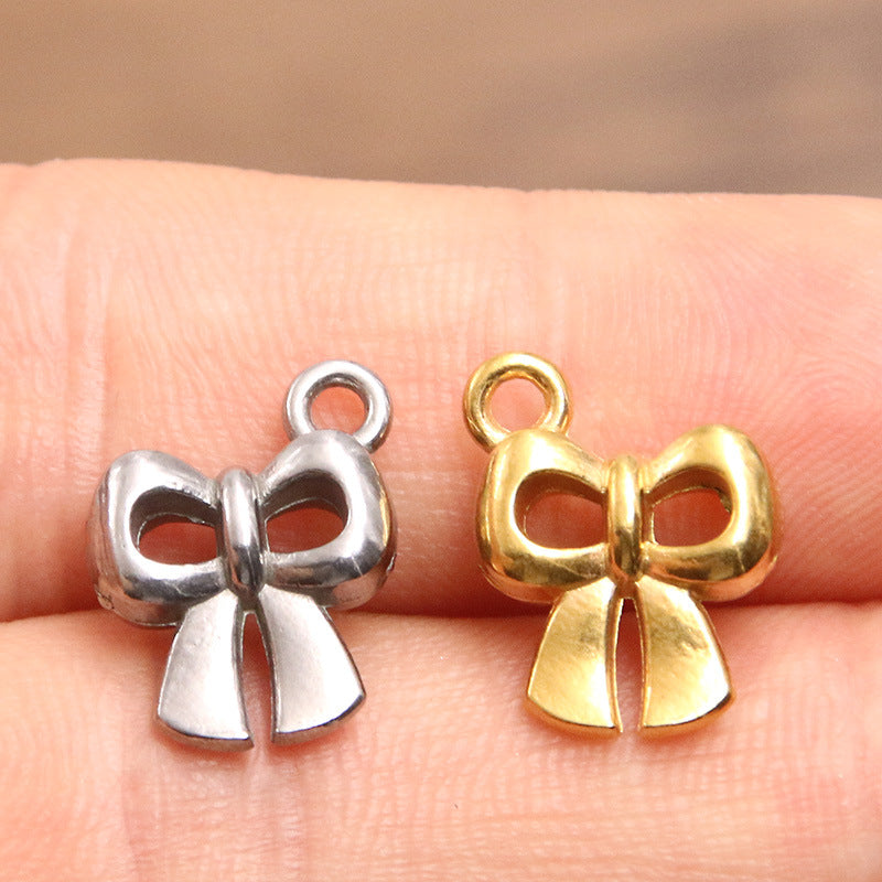 4 Styles 2 Colors Stainless Steel Gold Vacuum Plating Charm Bowknot Hat Heart Pendant