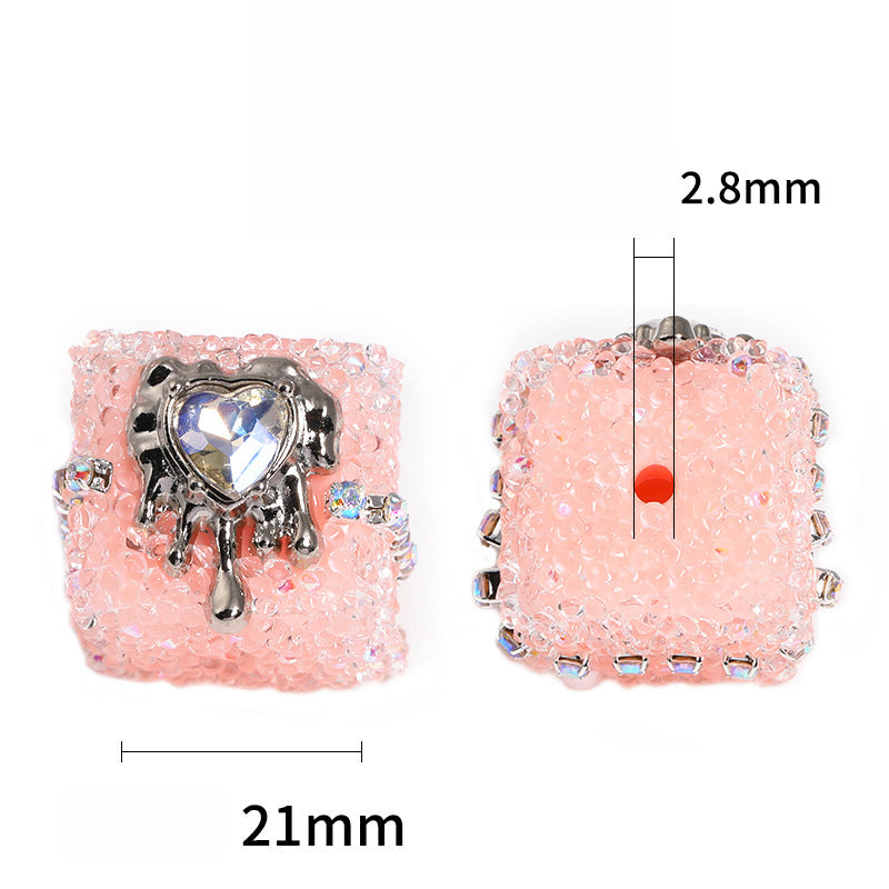 Heart-Shaped Soft Sugar Chain Drill Ball Square Through-Hole Bead