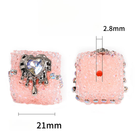 Heart-Shaped Soft Sugar Chain Drill Ball Square Through-Hole Bead