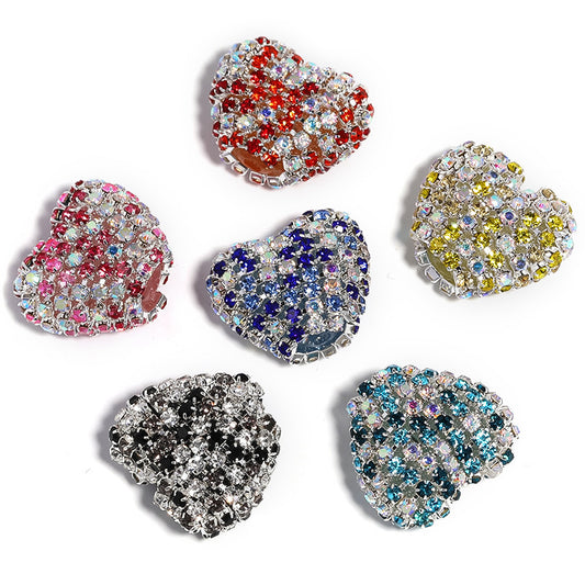 Rhinestone Claw Chain Heart-shaped Rhinestone Ball Straight Hole Bead