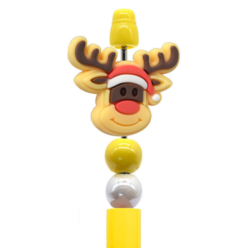 Student Stationery Colorful Beaded Pen Silicone Focal Beads