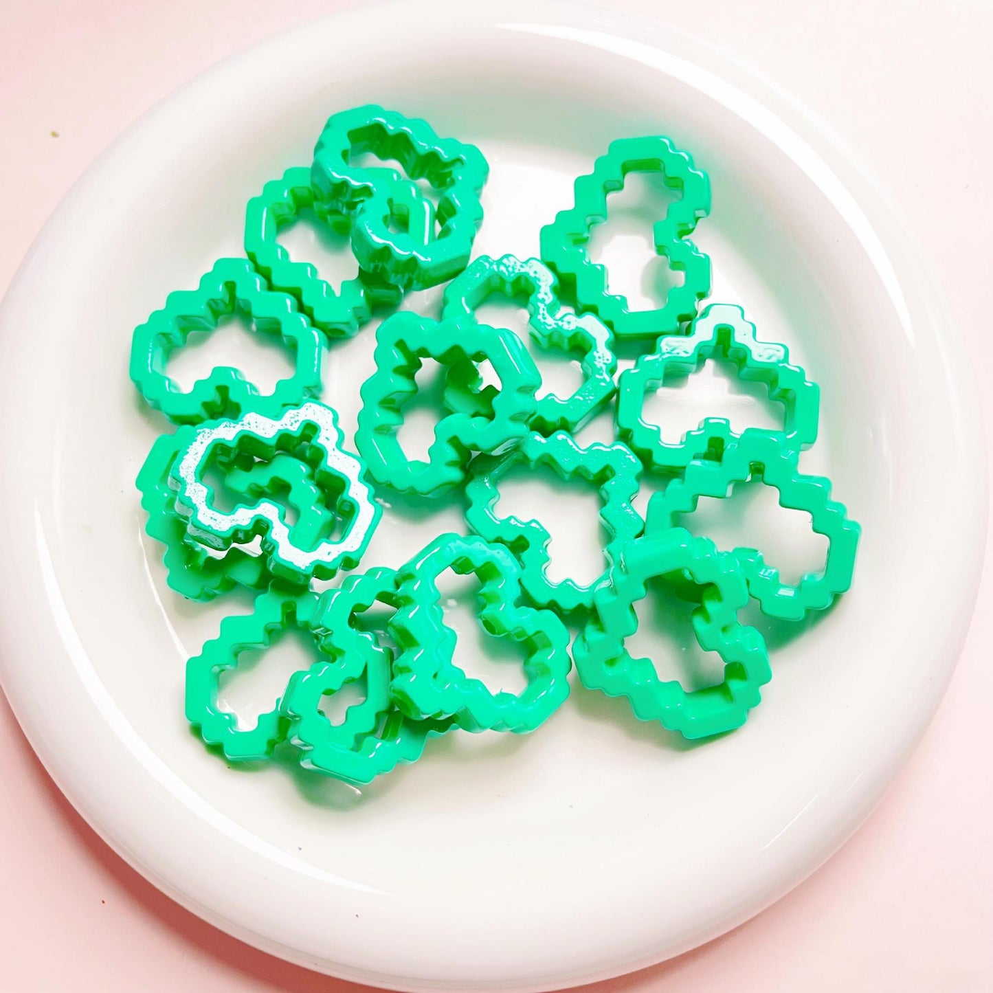 Pixel Heart Beads Enamel Acrylic Beads