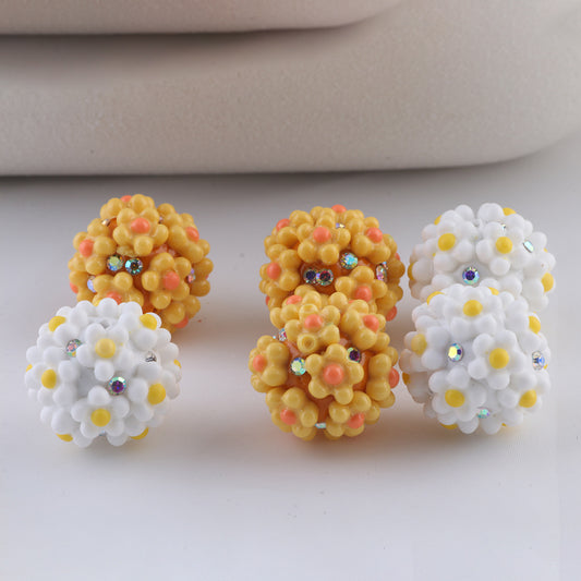 Solid Color Flower Balls Soft Clay Drill Balls Straight Hole Beads