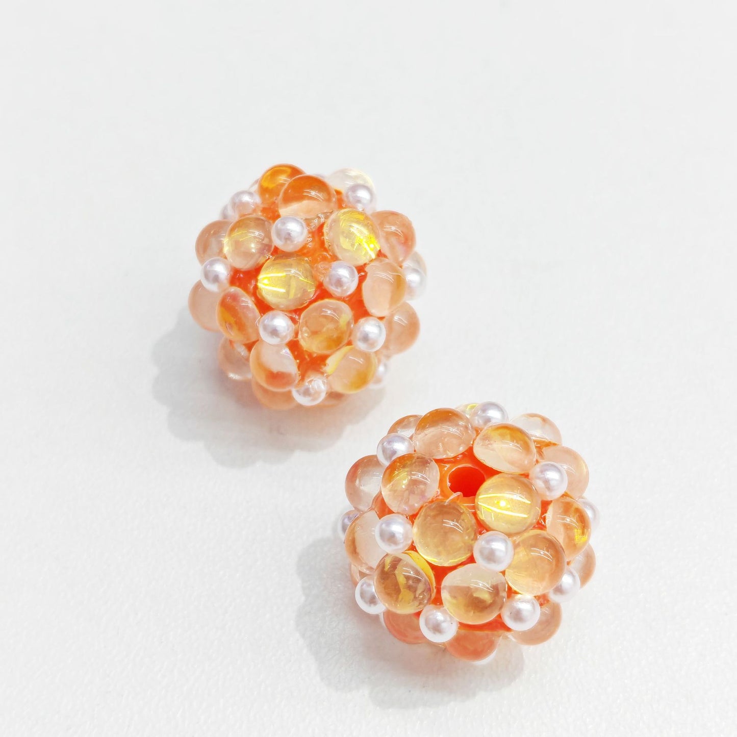 Straight Hole Cat Eye Pearl Flower Ball Beads
