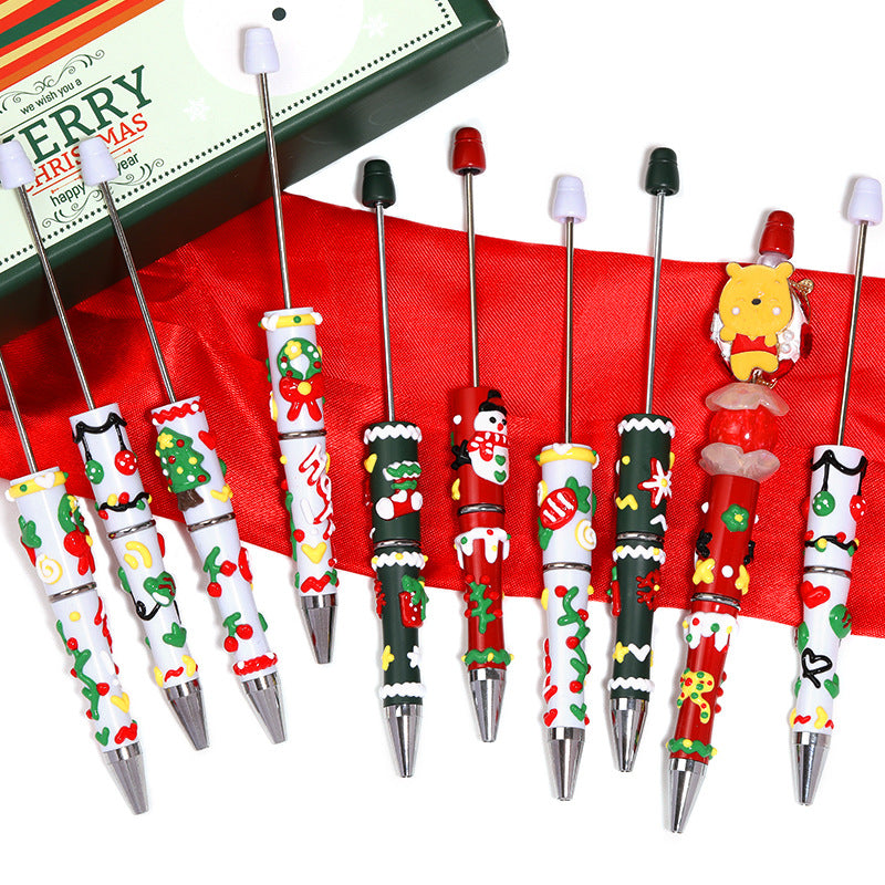 Christmas Hand Painted Beaded Pen