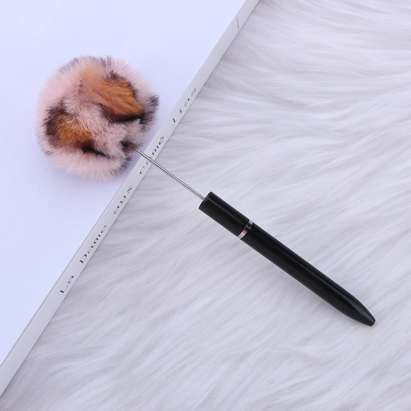 Long Fluffy Beaded Pen Ins Macaron Color Fluffy Rotating Ballpoint Pen