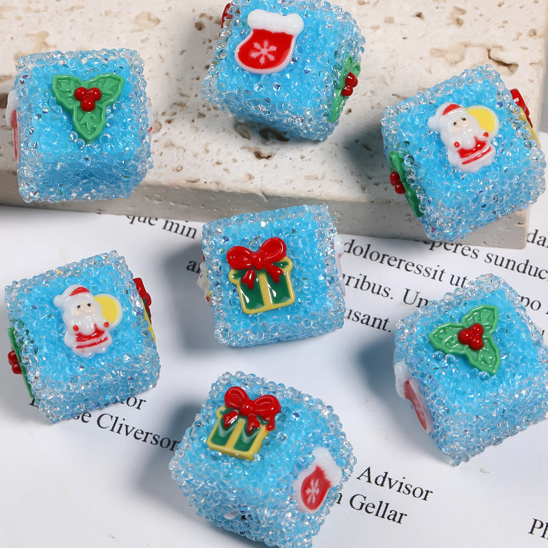 Christmas Rhinestone Sugar Square Beads