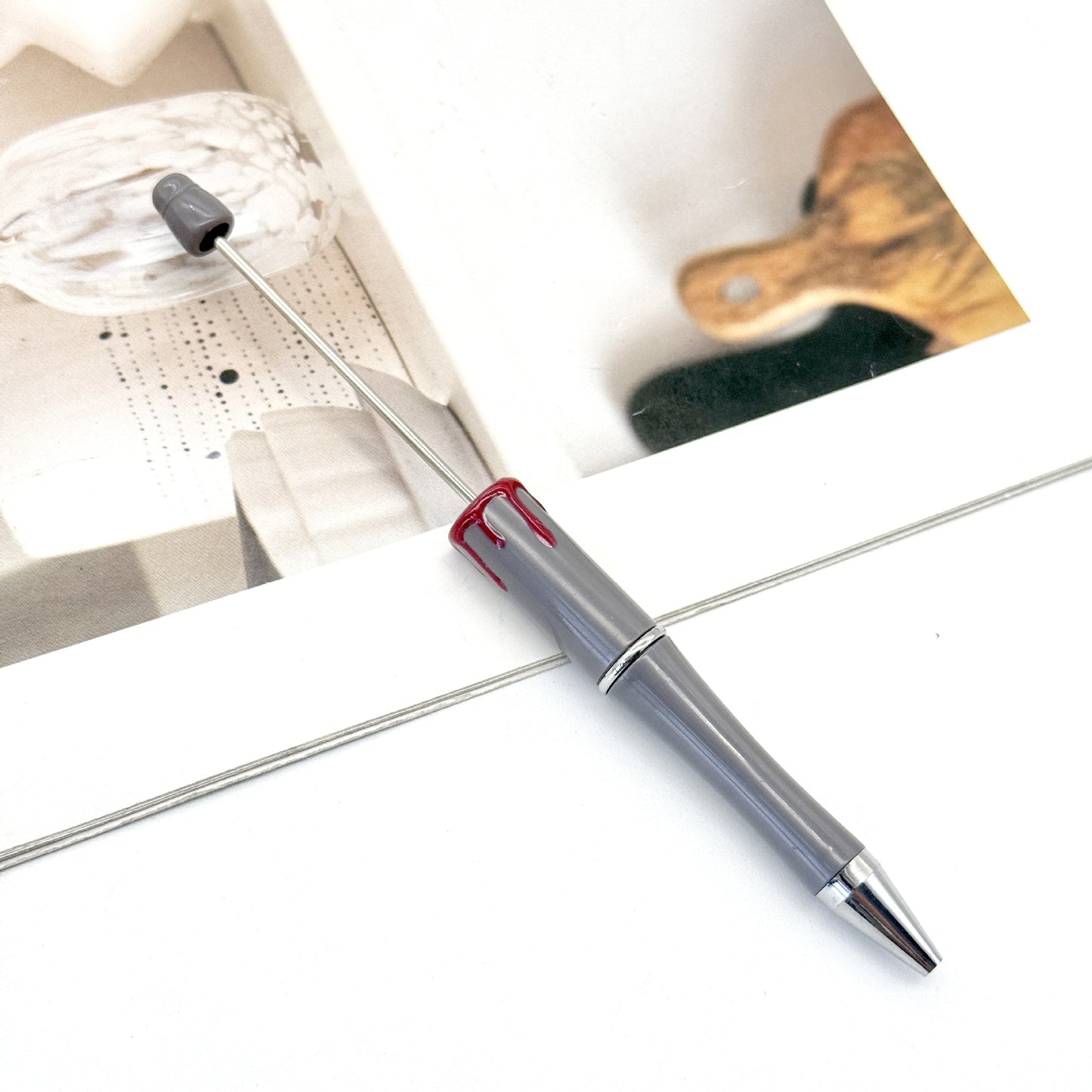 Blood Print Beaded Pen Fun Hand-painted Rotating Cute Pen