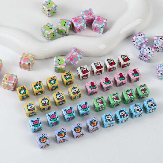 12mm Painted Color Acrylic beads Hamburger Bread Ice Cream Bear Squares