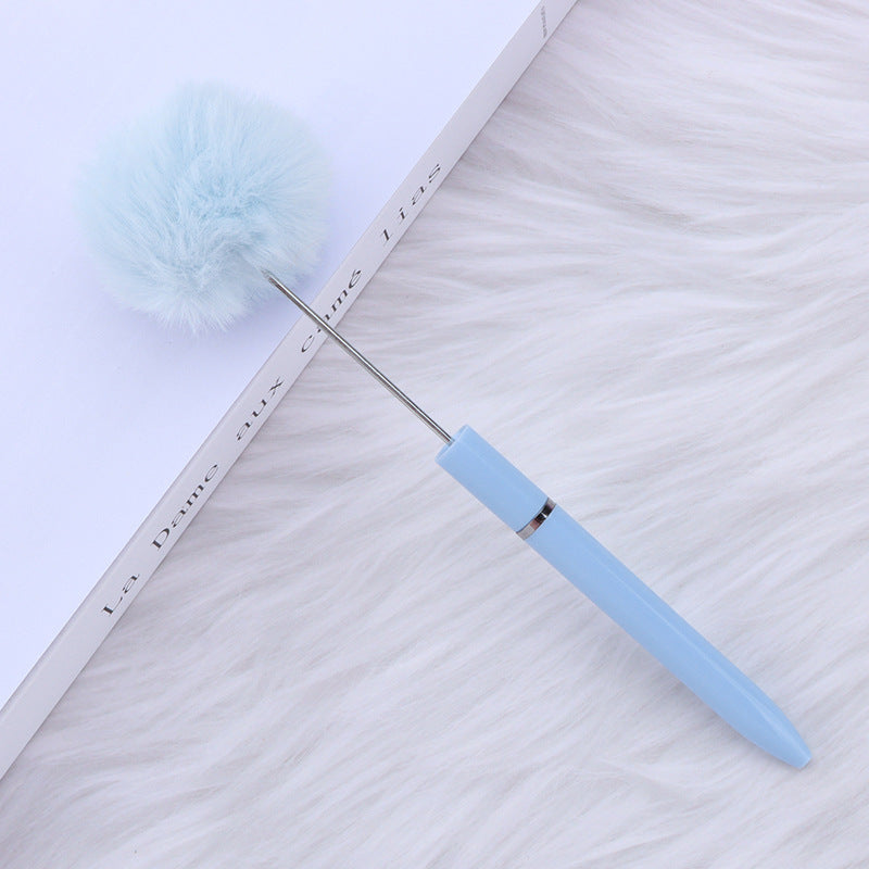 Long Fluffy Beaded Pen Ins Macaron Color Fluffy Rotating Ballpoint Pen