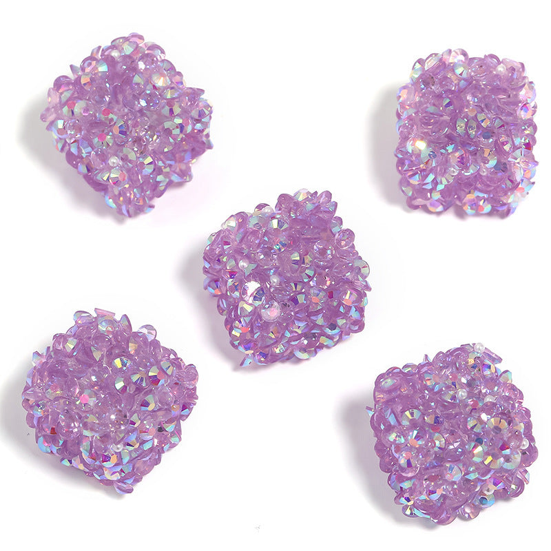 Colorful Resin Drill Soft Sugar Square Through-hole Beads