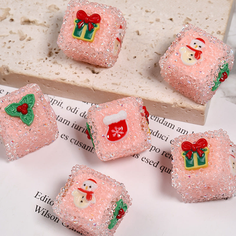 Christmas Rhinestone Sugar Square Beads