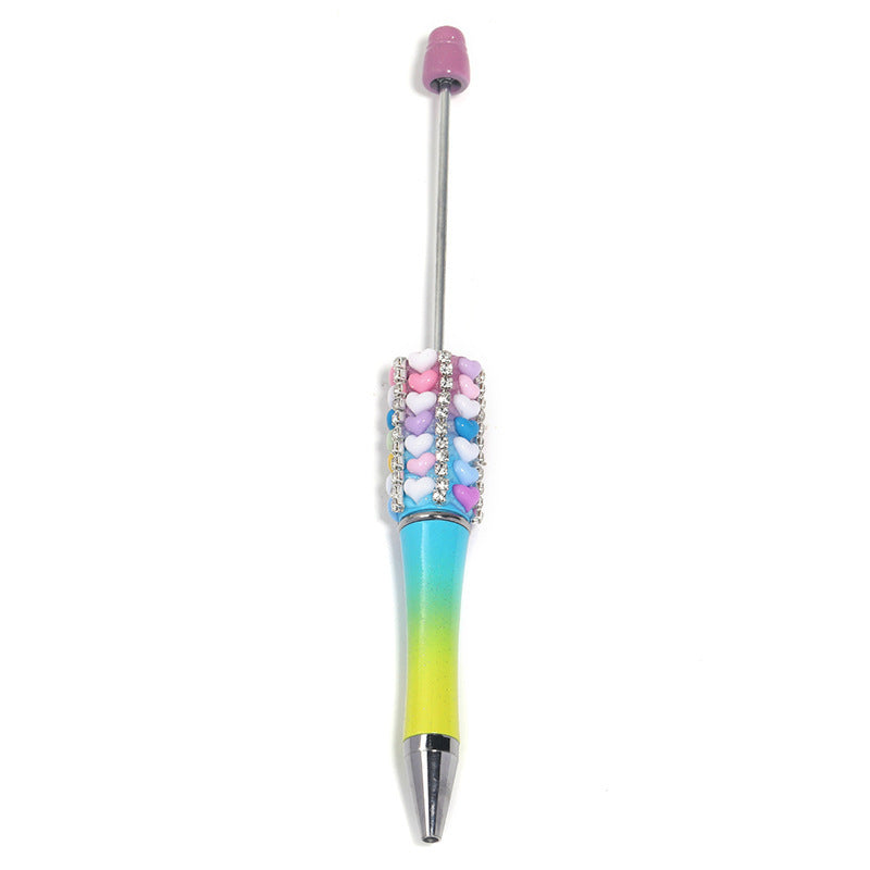 Creative Heart-Shaped Diamond-Studded Beaded Pen