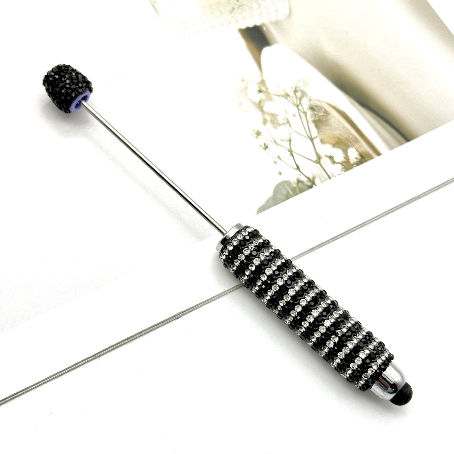 Touch screen Striped Full Diamond Beaded Pen