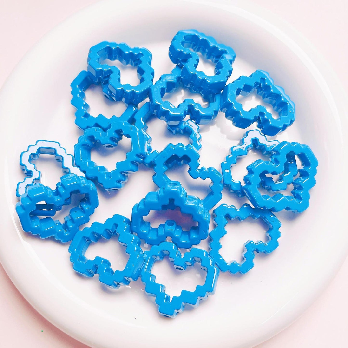 Pixel Heart Beads Enamel Acrylic Beads