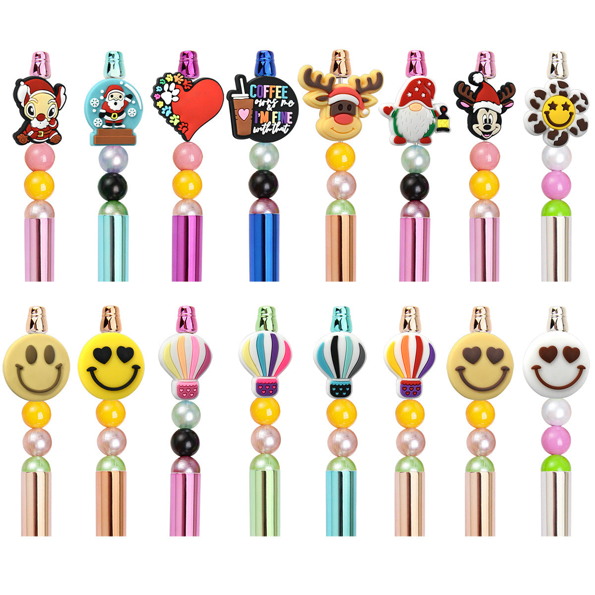 Student Stationery Colorful Beaded Pen Silicone Focal Beads
