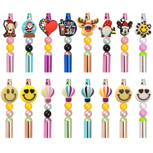 Student Stationery Colorful Beaded Pen Silicone Focal Beads