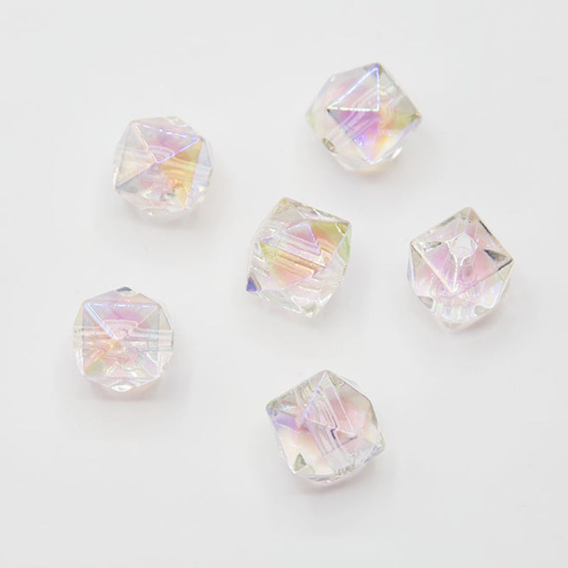 UV Plating color16MM Multilateral Rhombus beadable Beads Straight Hole Beads Loose Beads DIY