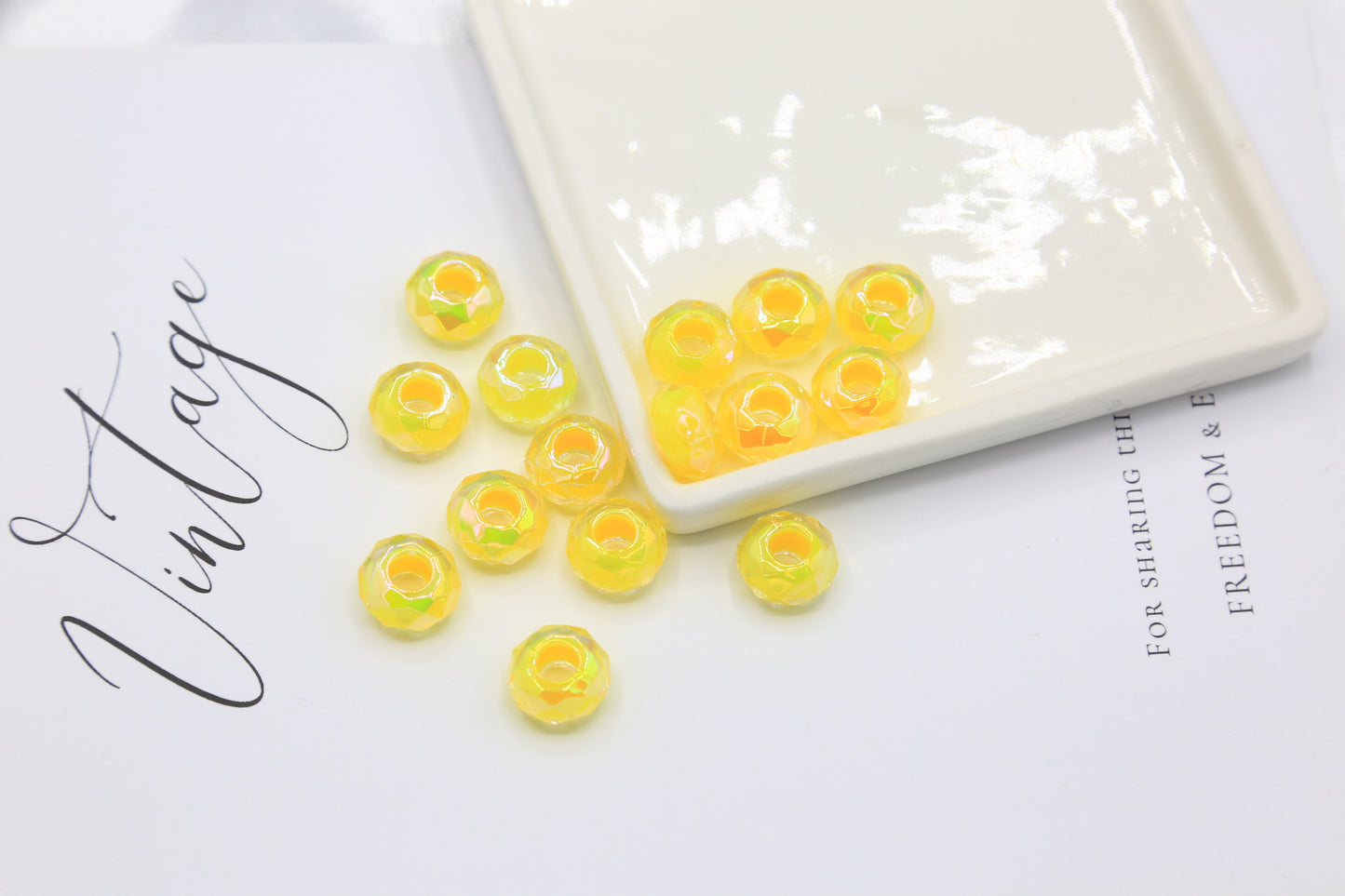 Acrylic UV Color-plated Diamond Surface Large Hole Candy Heart Beads Middle Beads diy Bracelet Beads Loose Beads Jewelry Accessories