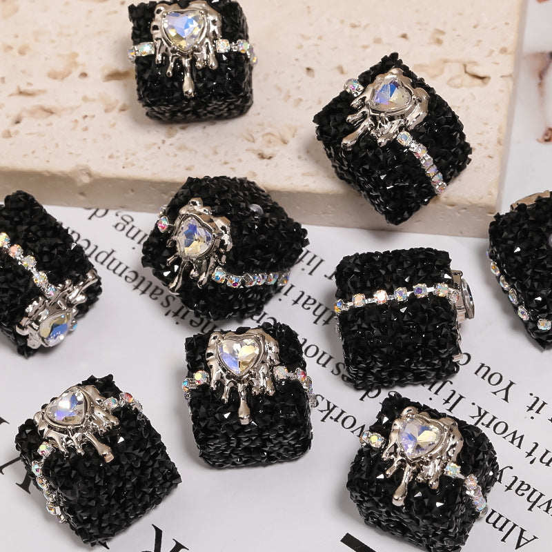 Heart-Shaped Soft Sugar Chain Drill Ball Square Through-Hole Bead