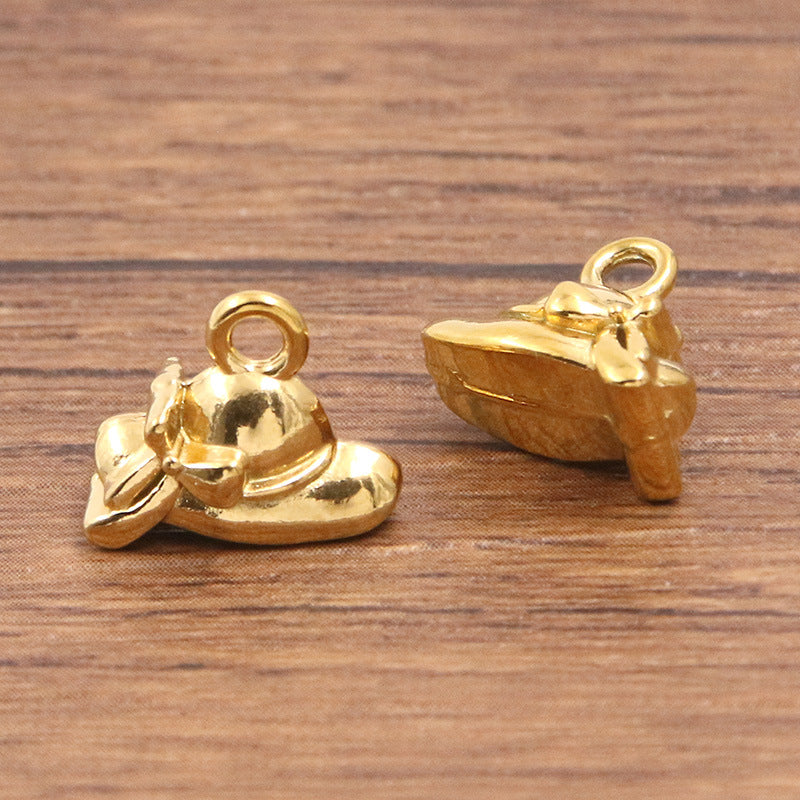 4 Styles 2 Colors Stainless Steel Gold Vacuum Plating Charm Bowknot Hat Heart Pendant