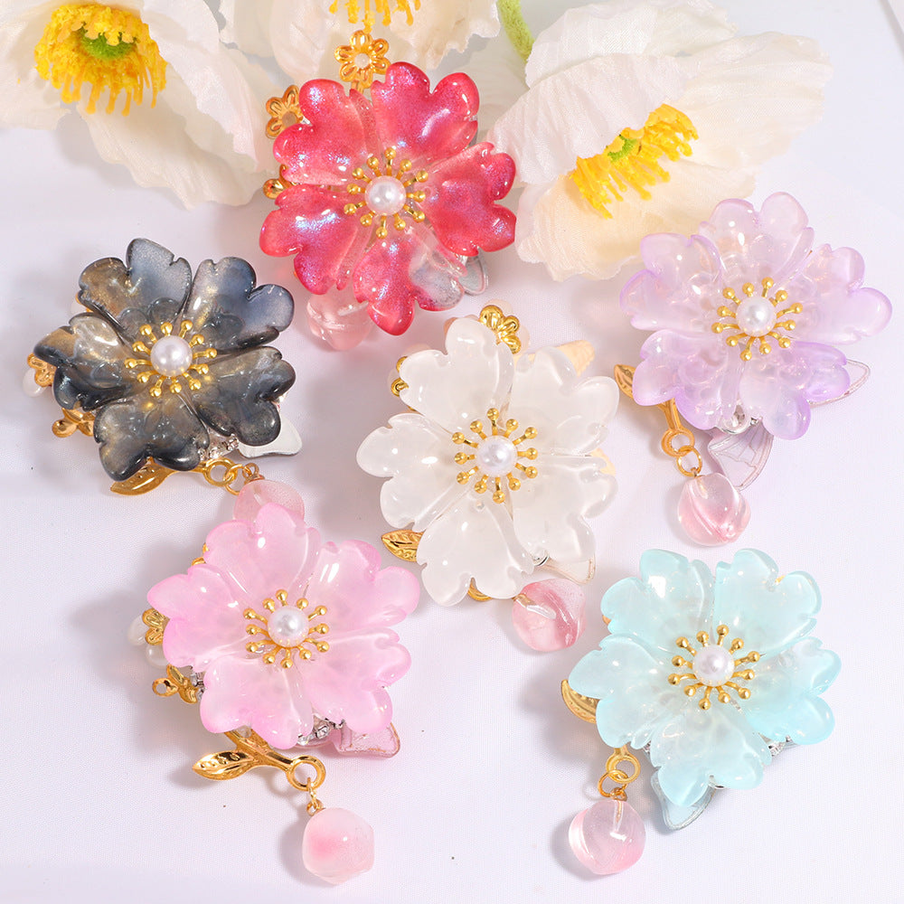 Pink Glass Flower Beads