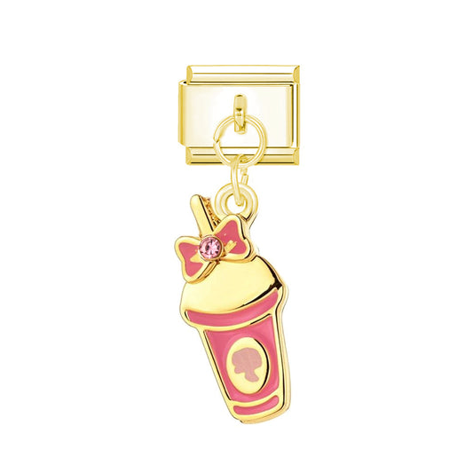 golden pink cup charm