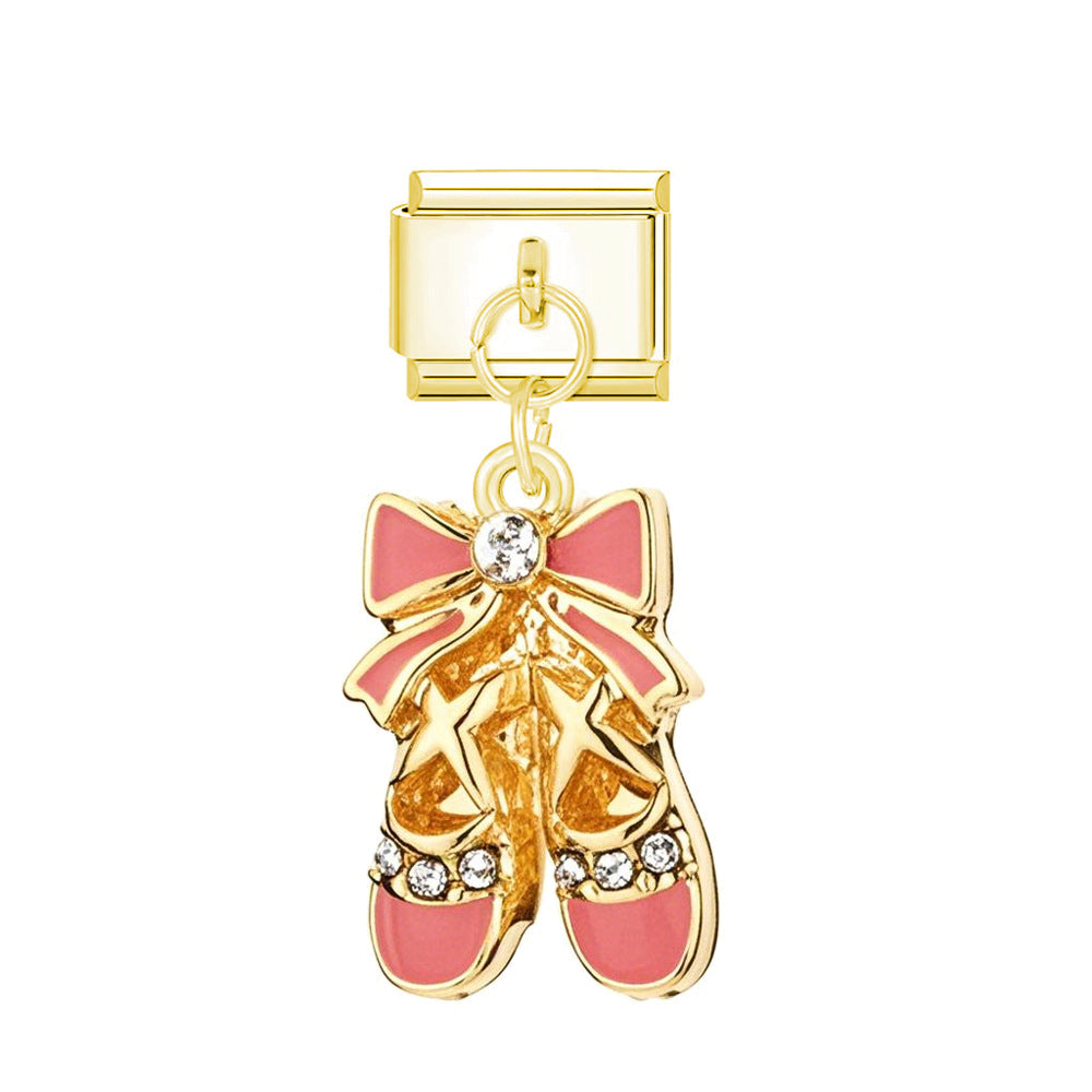 golden pink shoes