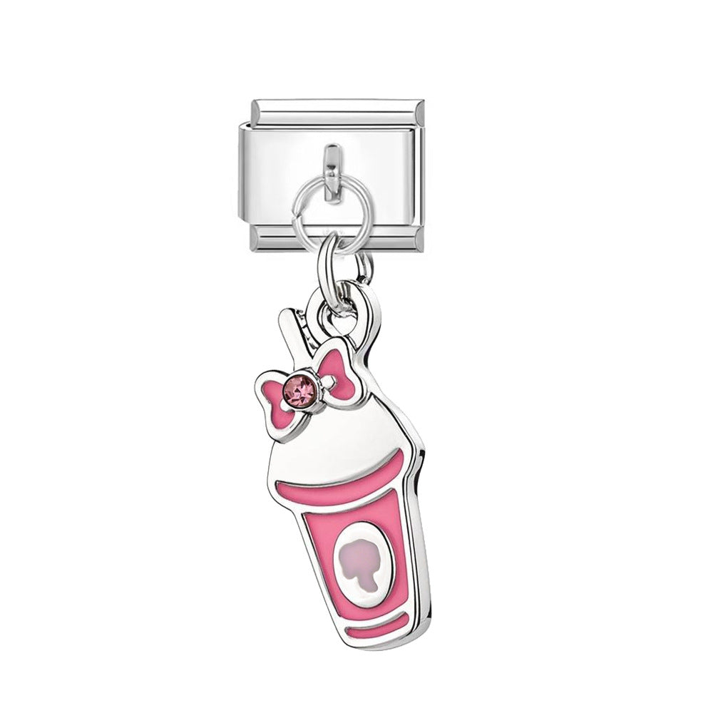 silvery pink cup charm
